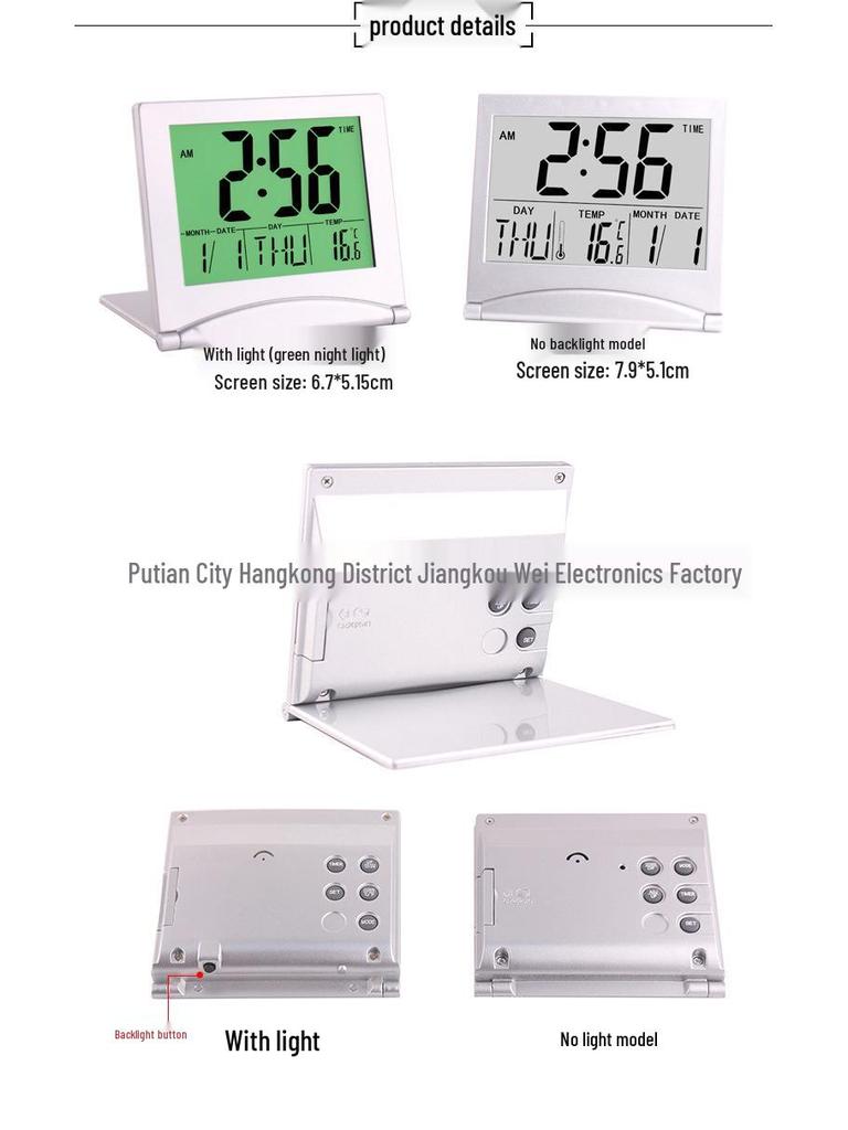 Multifunctional Folding Alarm Clock with Perpetual Calendar, Timer, Weather Forecast, and Temperature Display