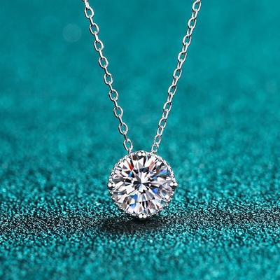 D spalvos 1 karatų moissanito kaklo pakabukas moterims 925 Sterling Silver Pass Deimantinis testeris vakarėliui vestuvių nuotakos puikūs papuošalai