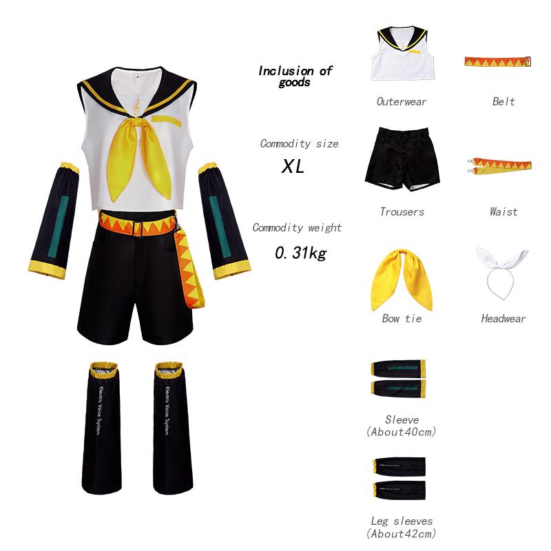 Anime Kagamin Len Cosplay Kostým Rin Kagamin Uniforma Len Oblečení Obsahuje Rukávy Legíny Pokrývku hlavy Halloweenský Kostým Pro Muže