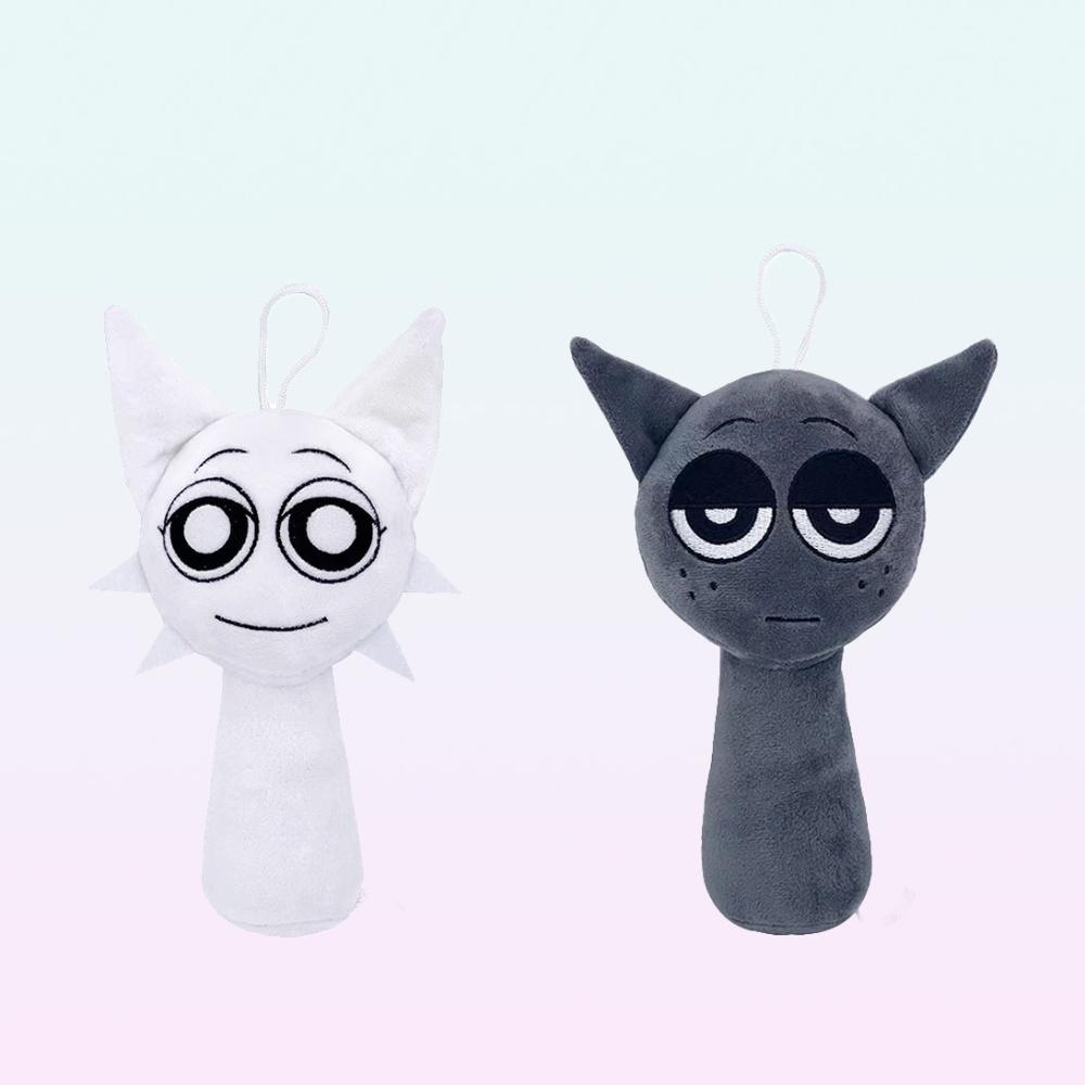Set of 2 Sprunki Plush Rhythm Boxes, One In White And The Other In Grey. Ideal for Birthday Celebrations, New Year Festivities,Christmas Gifts.