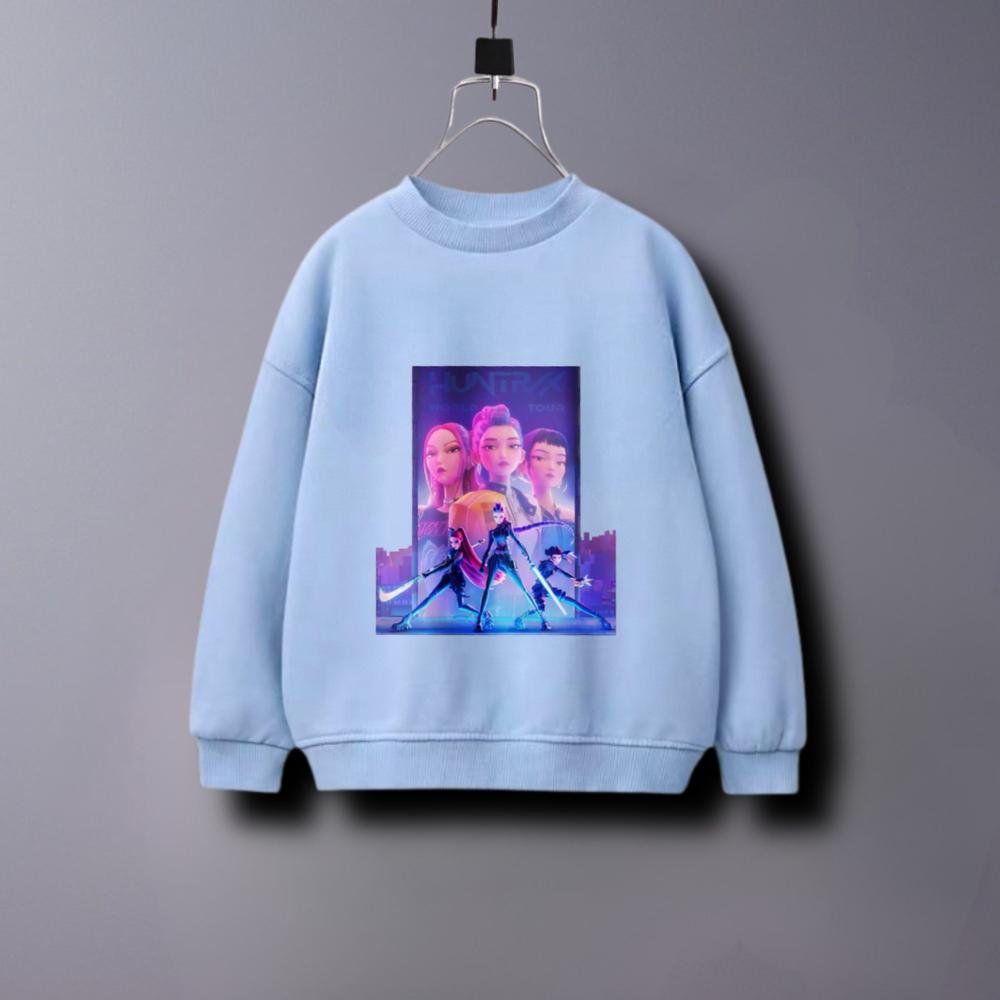 Sweatshirts For Girls Clothing Spring/autumn Fashion Casual Long Sleeved Tops Hoodie Crewneck Pullovers Printed Demon Hunters