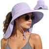 Ruqizhi Sun Hats for Women with Neck Flap Ponytail Hole Women Sun Hats Rollable UV Protection Fishing Hats Wide Brim UPF 50+