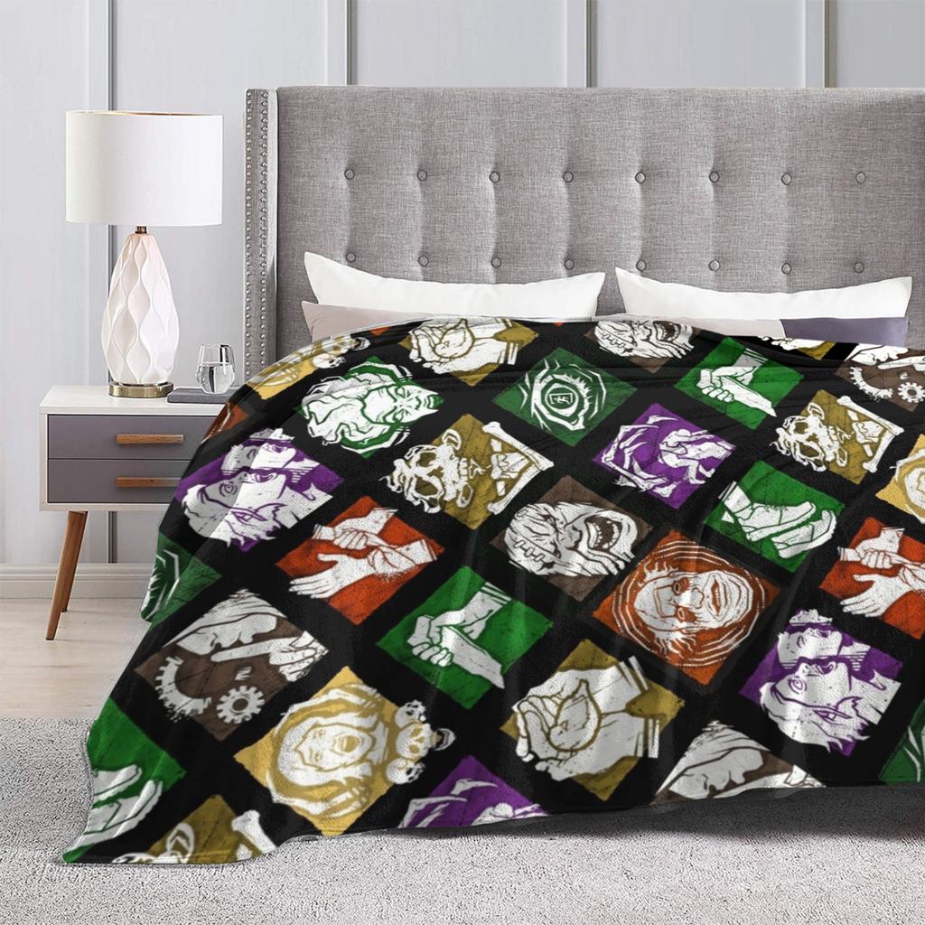 DBD Perks Deads by Daylights Horror Survival Videospiele Flanelldecken Vintage Überwurfdecke für Zuhause 125*100cm Teppichstück,