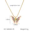 French Light Luxury Retro Colorful Drip Oil Butterfly Pendant Necklace for Women Fashionable Elegant Titanium Steel Snake Chain