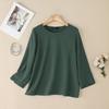 ZANZEA Women Casual Round Neck Solid Color Loose 3/4 Sleeve Blouse
