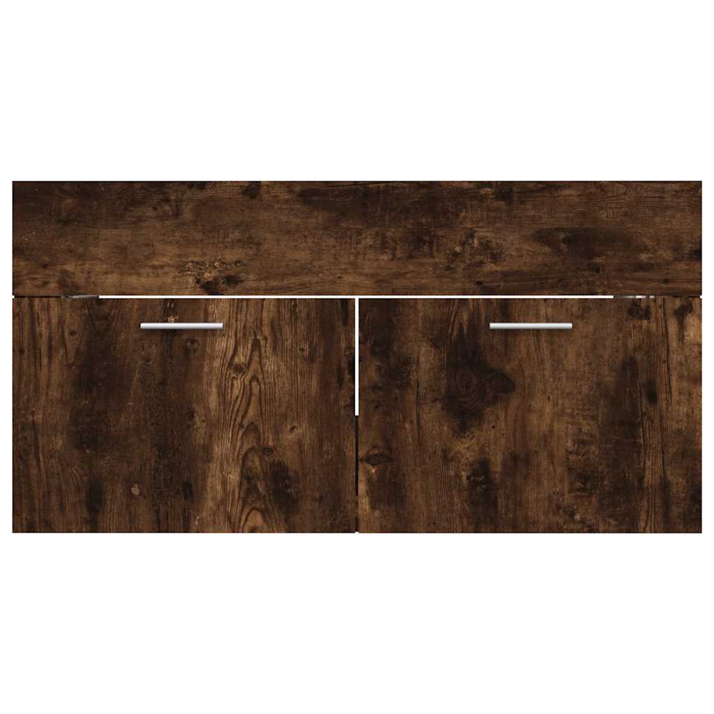 2 Piece Bathroom Furniture Set Smoked Oak Wood Based Material