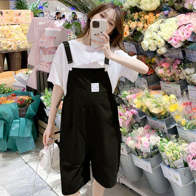 2026 Summer Stylish Maternity Two-Piece Set: Lightweight Casual Loose-Fit Suspender Pants M [90-120 jin]