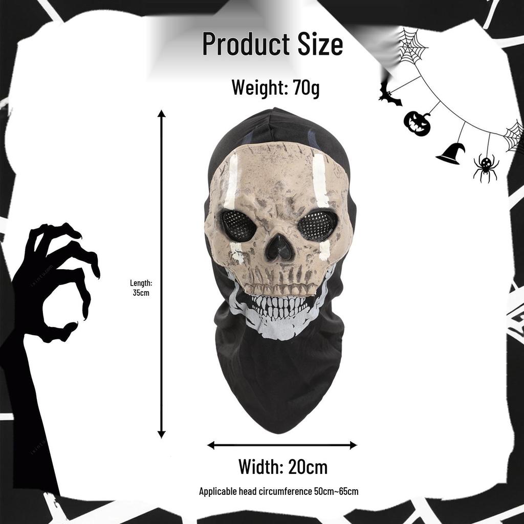 Skull Ghost Latex Mask Headgear - Call of Duty MWII Cosplay