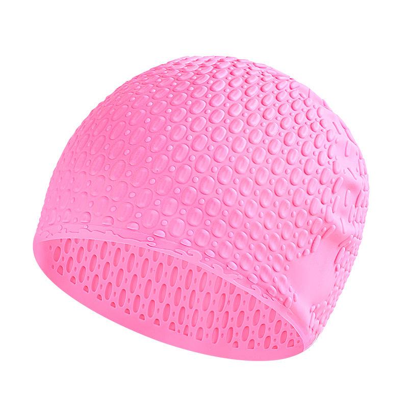 Summer Silicone Water Drop Swim Cap - Extra Elasticity, Ear Protection, Large Size for Long Hair, Comfortable Fit.
