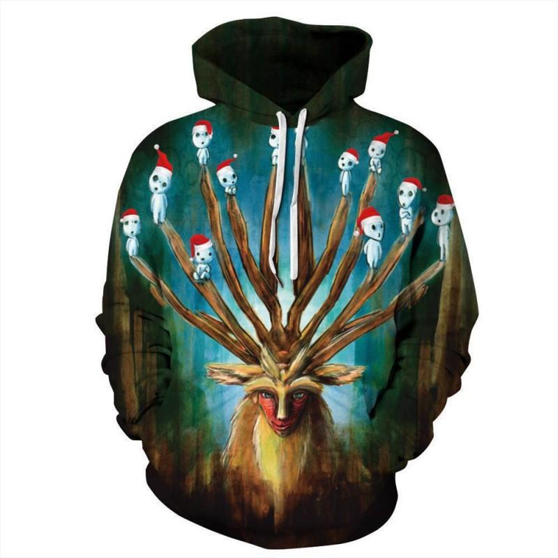 Christmas Halloween Cat Selfie 3D Print Hoodie Couples Casual Loose Fit