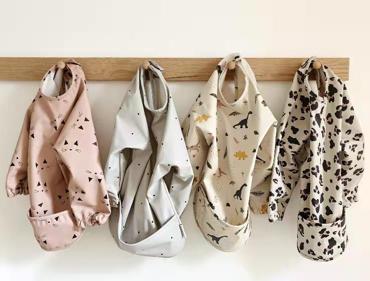 Waterproof Reversible Smock Bib for Babies - Super Soft, Food Catcher, Anti-Stain, Feeding Bib