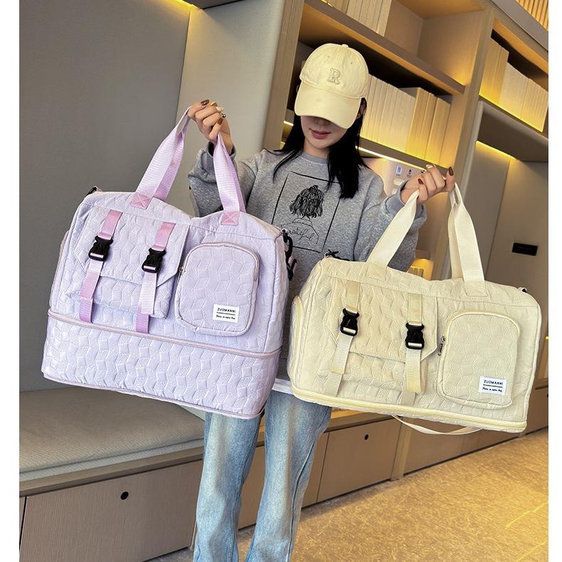 Fashionable and Sporty Dry-wet Separated Fitness Bag for Going Out, Large-capacity Expandable Hand-held Travel Bag with A Handle and Shoe Compartment