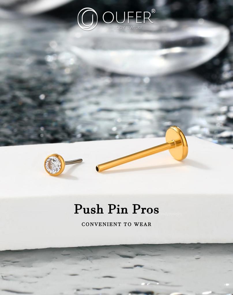 OUFER Body Piercing Body Piercing Nose Bar Titanium 20G Lip Labret Stud Bar Threadless Robe Piercing Push-in 5681012mm Trague Helix Conch Piercing