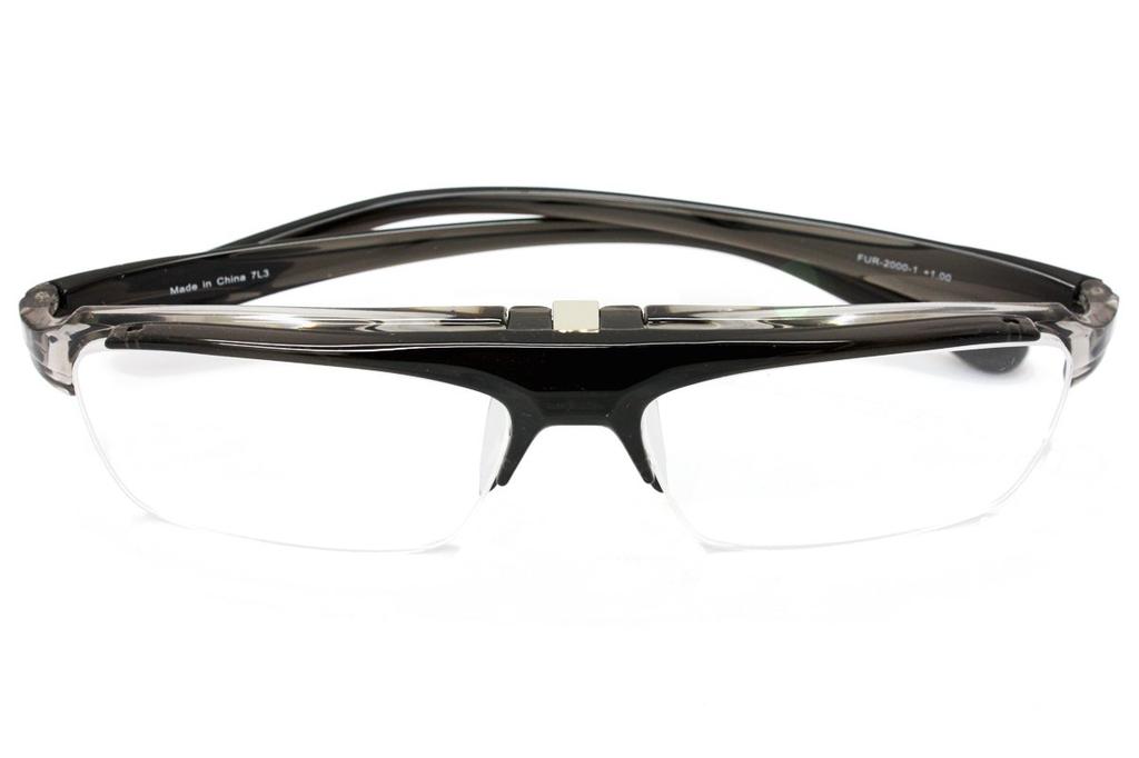 Reading Glasses Clear Dark Gray Clear Dark Flip-up FUR-2000-1 COL. (+3.50, Gray)