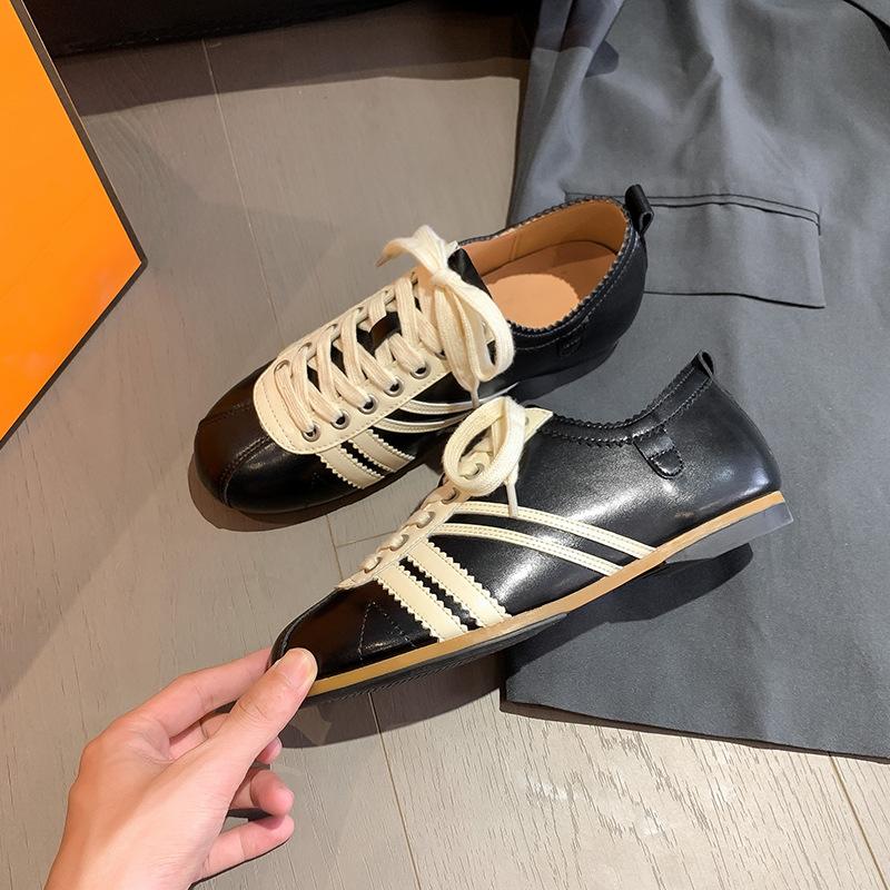 Dexun Shoes Women's Niche Design Color Matching Forrest Gump Shoes Low Heel Lace-up Inner Height Increase Versatile Round Head Casual Sports Shoes W