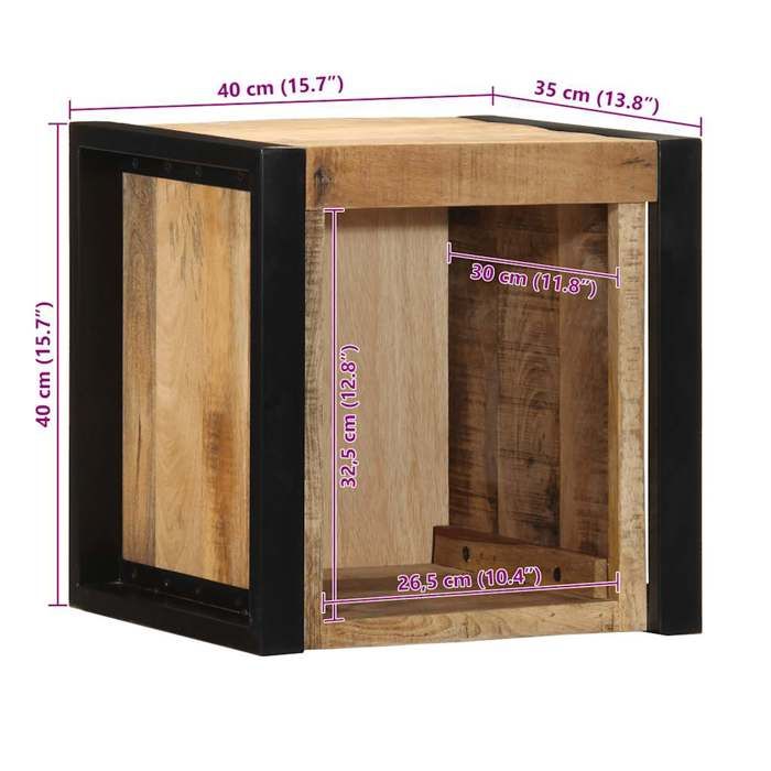 VidaXL Table de chevet 40x35x40 cm bois massif de manguier brut, armoire de lit, meuble de chambre à coucher, table de 4015957