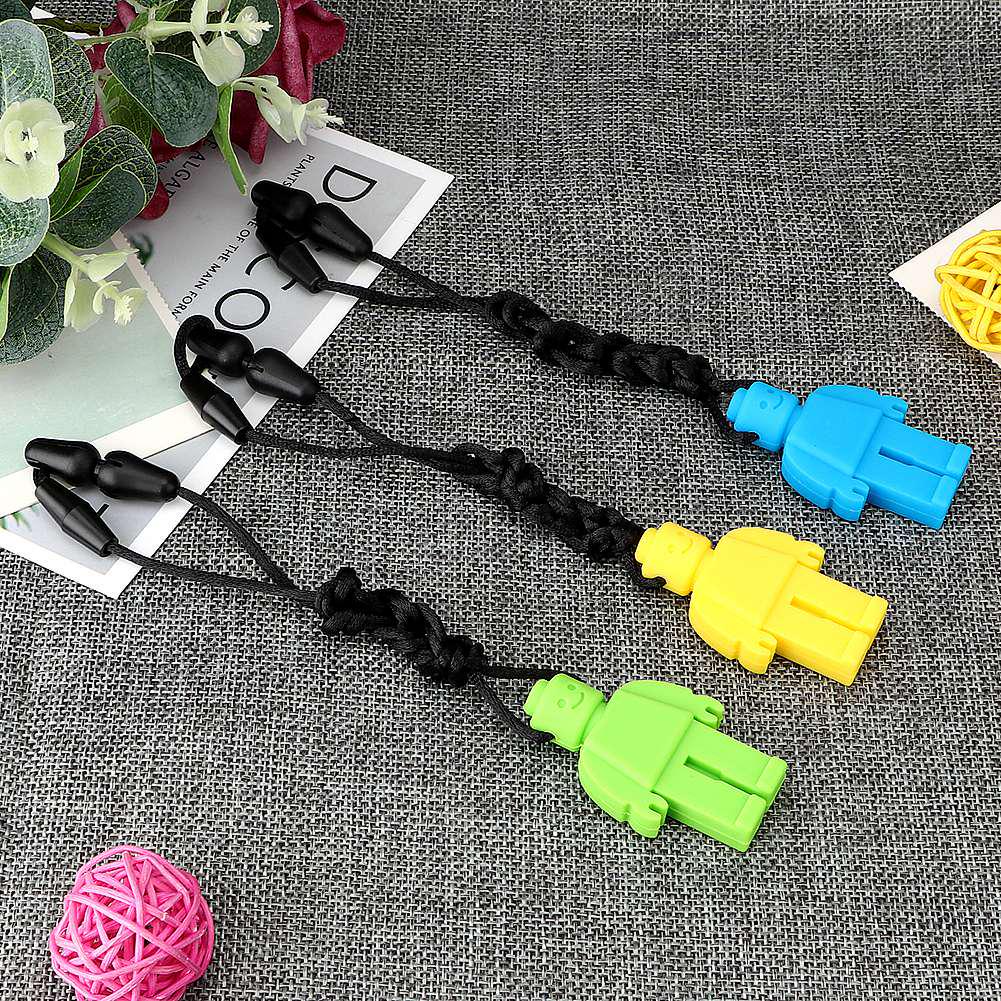 Silikon Oral Sensoriskt Tugghalsband Designat för Tandvård Autism Bitande Blågrön gul