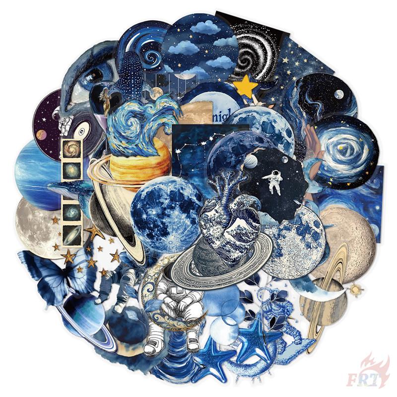 50Pcs/Set Laser Blue Outer Space Series 01 Stickers DIY Fashion Waterproof Doodle Decals Stickers