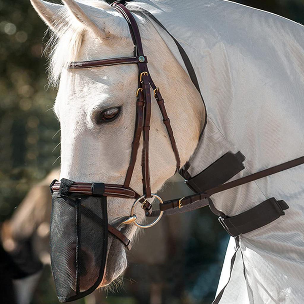 Horse Face Cover with Fine Mesh Screen Summer Stretch Protective Cover Protection Comfortable for Home Farm