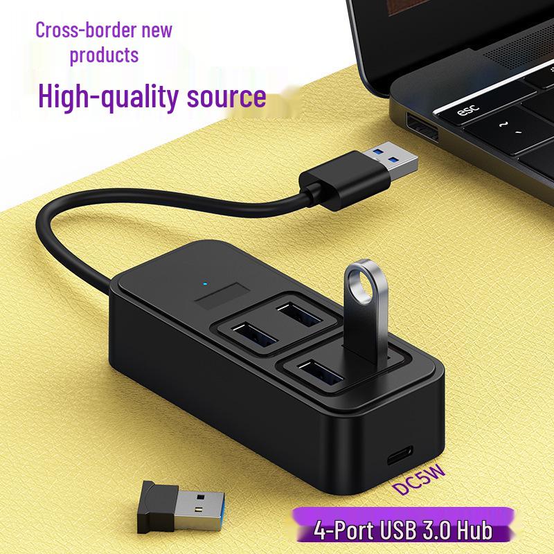 USB-C Hub 5-in-1 DC Powered 4-Port USB 3.0 Splitter for Laptop