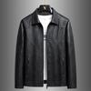 Men's Thickened Fleece-Lined Motorcycle Leather Jacket – Plus Size Lapel Design for Spring & Autumn