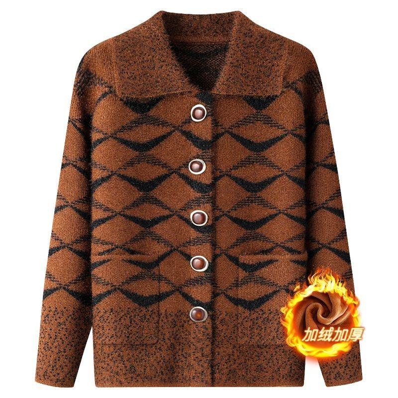 Jaqueta Suéter Cardigã Cor Contrastante Botão Escada Manga Longa Casual Moda Top