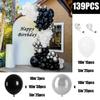 139-teiliges schwarzes, weißes und silbernes Latexballon-Set, geeignet für Geburtstagsfeiern, Hochzeiten, Valentinstags-Partydekorationen