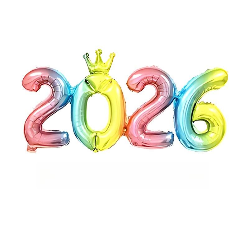 2026 New Year Crown Foil Balloon Shiny Aluminum Film Number Balloon For New Years Eve Party Decorations And Celebration