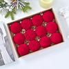 Elegant Wine Red & Dark Green Pumpkin Pattern Christmas Tree Flocking Ball Set