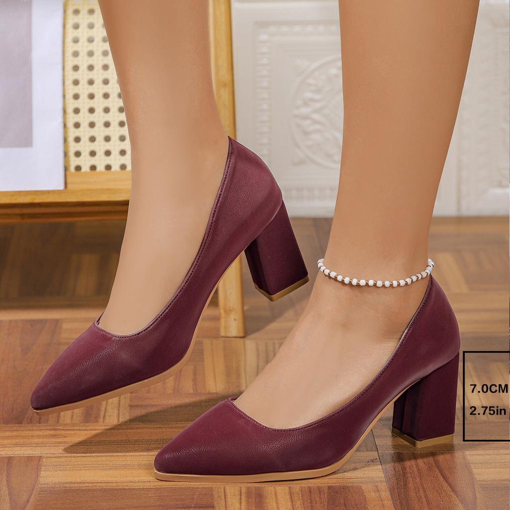 Autumn and winter new sexy light mouth pointed high heel professional French thick heel single shoes