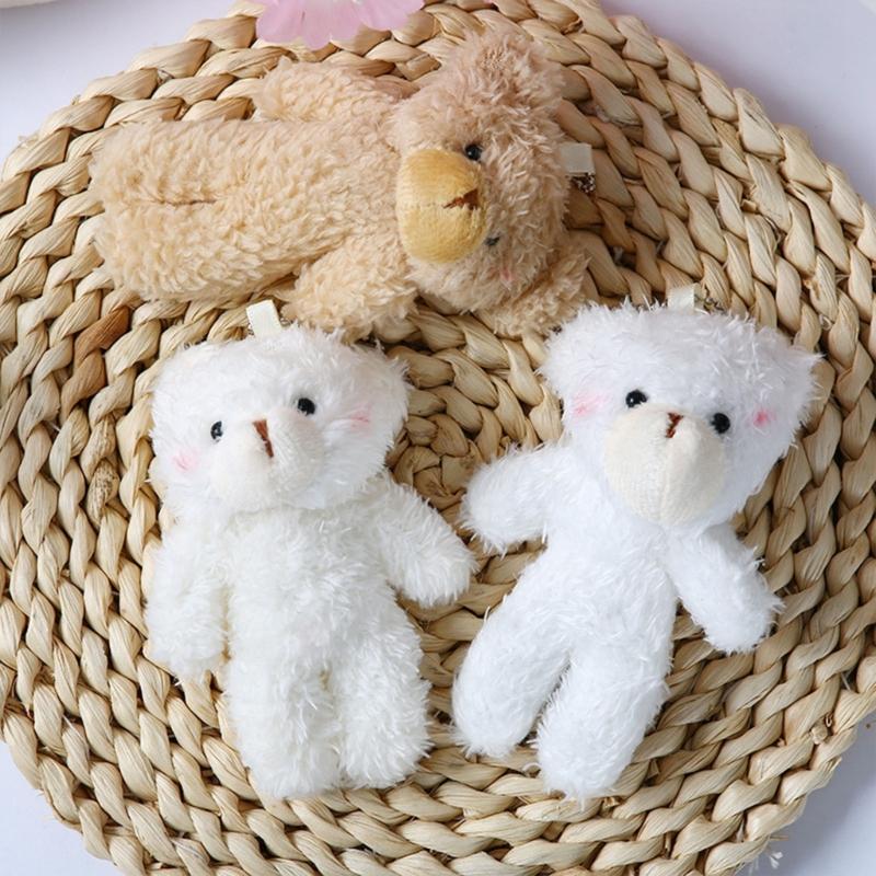 2pcsBlush Bear Pendant Plush Bear Keychain Stuffed Animal Pendant Soft Key Rings