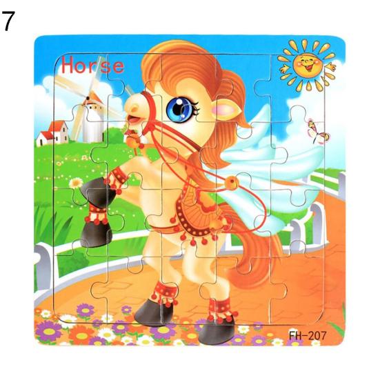 20Pcs Wooden Puzzle Toys Cartoon Animals Intelligence Educational Kids Gift
