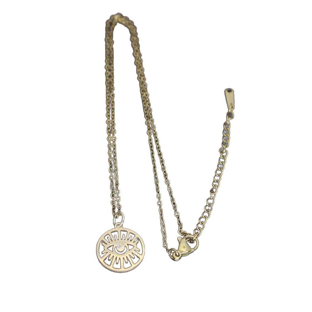 Cross-Border Fashion: Devil's Eye Stainless Steel Pendant Necklace, Simple & Versatile Clavicle Chain