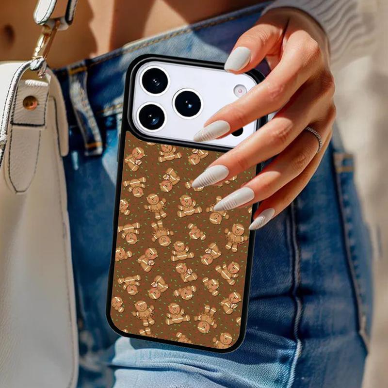 Cute Gingerbread man Christmas Phone Case For iPhone 17 Air 14 15 13 12 Max Cover For Apple 14 15 16 16e 11 Pro Max Plus