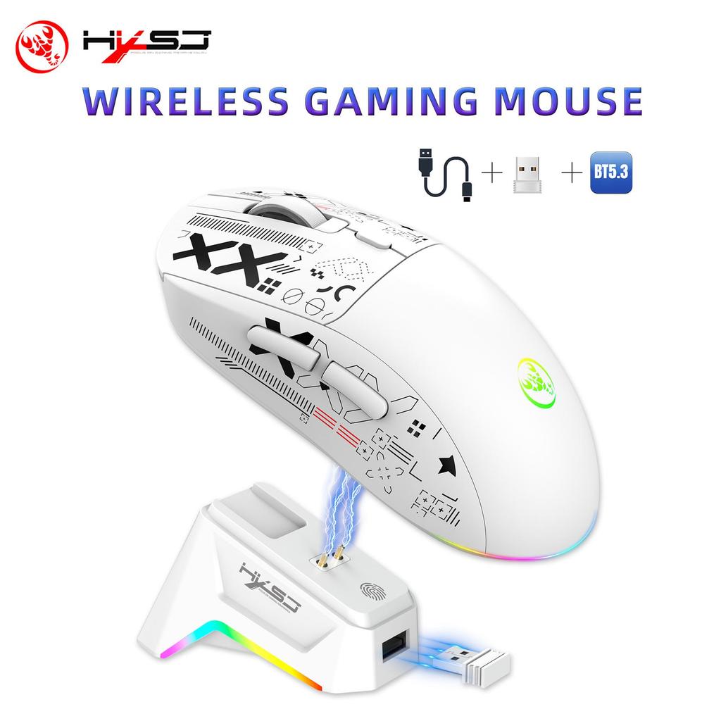 "Silent Tri-Mode Wireless/Wired BT5.3 Mouse with 3600 DPI & Rechargeable Battery"