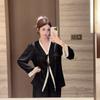 New Pajamas Women's Ice Silk Long-sleeved Suit Court Style Retro High-end Silk Can Be Worn Outside Loungewear