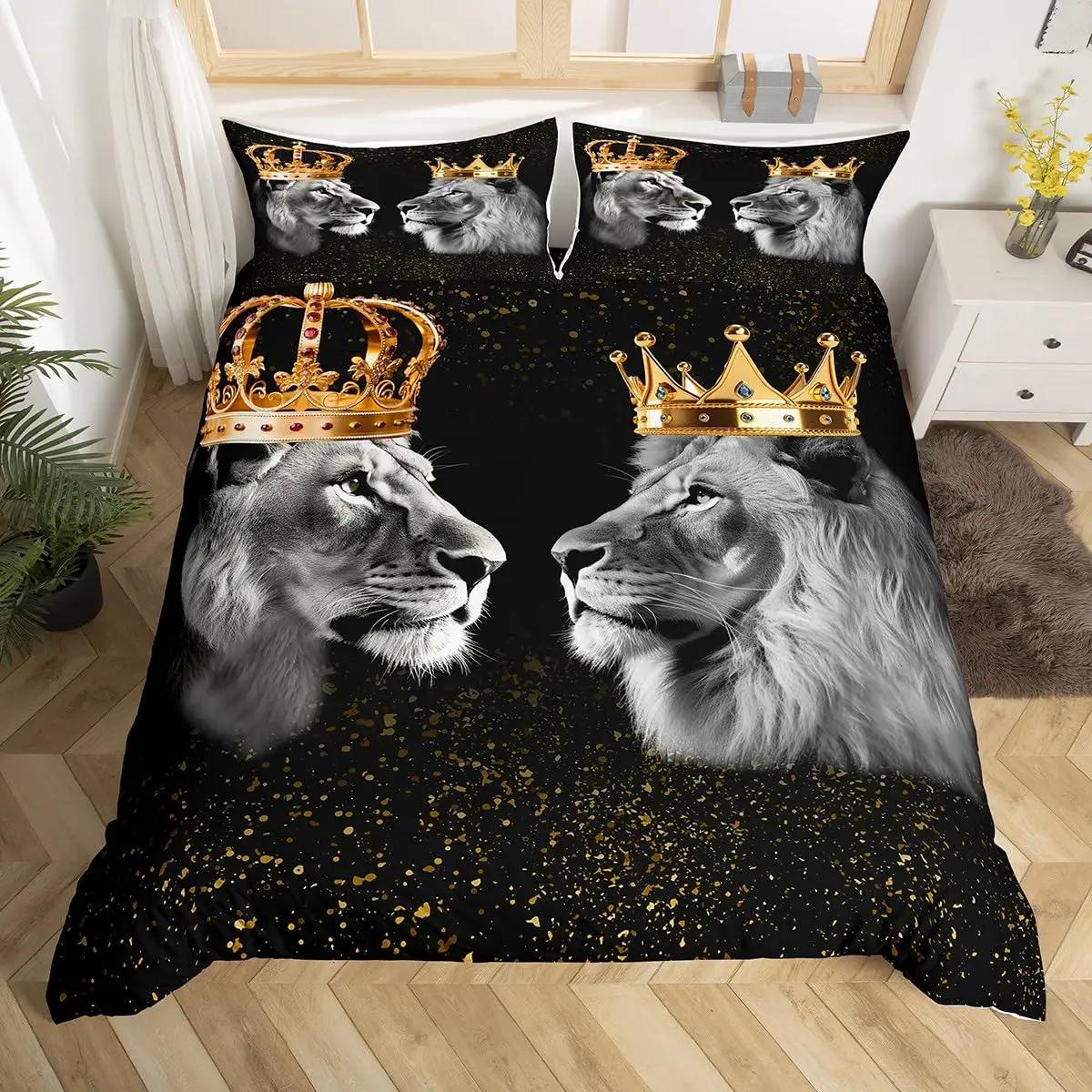 

Crown Duvet Cover Sets For Teens Adults Queen Quilt Covers Lightweight Down Room Decor 2 Pillowcases 1 Duvet Cover No Comforter EU Single(135*200cm)3pcs