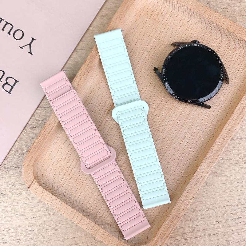 18mm 22mm 20mm Magnetic Silicone Strap For Samsung Galaxy Watch 7 6 5 4 44mm 40mm Sports Band For Galaxy Watch 4 6 Classic 47mm Huawei GT 4/5/6 41mm