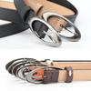 Women's Fashionable Antique Silver Oval Buckle Belt - Versatile, Casual Accessory for Jeans