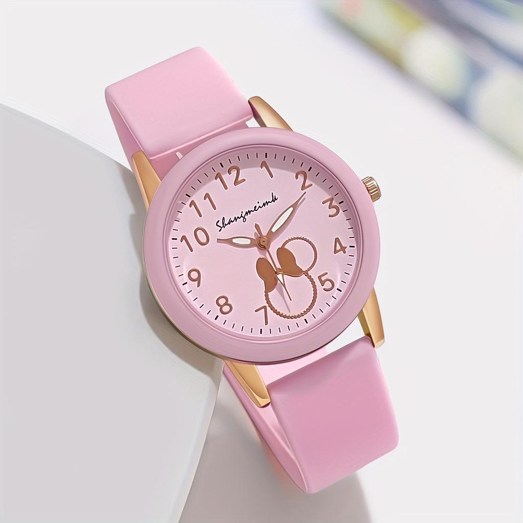 Casual Round Pointer Women Quartz Watch Cute Candy Color Analog Silicone Band Wristwatch