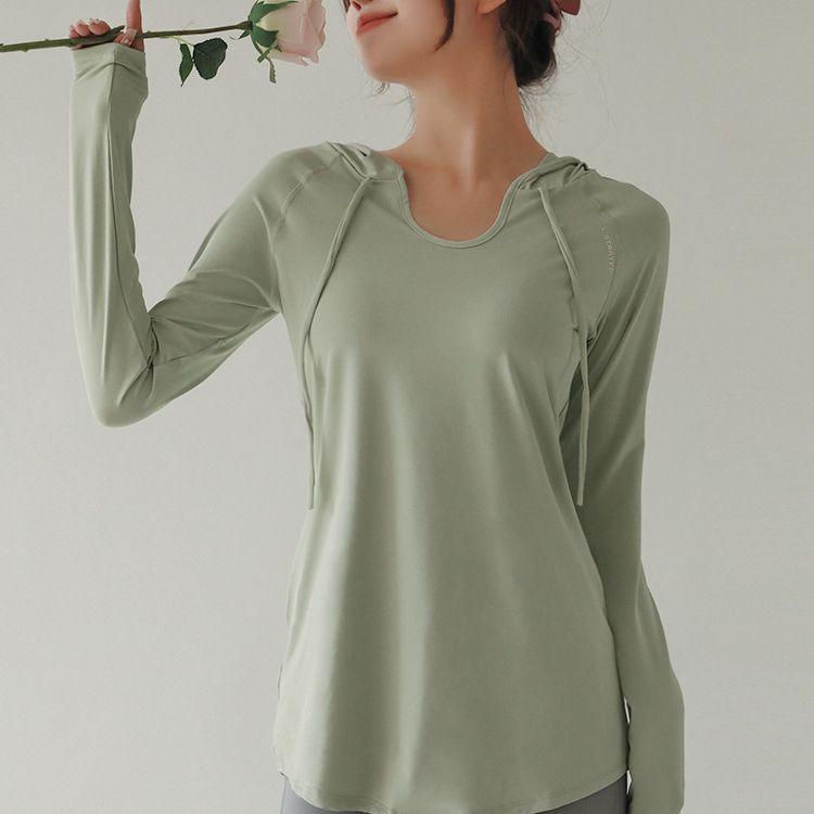 

High-End Women s Slimming Hooded Long-Sleeve Running Top Medium білий