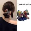 High-End Women's Rainbow Plaid Bow Hair Tie for Autumn/Winter 2025 - Perfect for Ball Buns & Low Ponytails