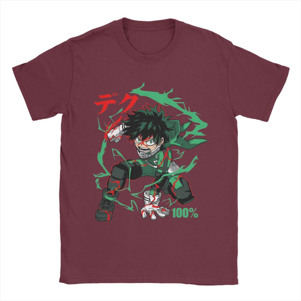 Crazy My Hero Academia Midoriya Izuku TShirts Men O Neck Pure Cotton T Shirt  Short Sleeve Tee Shirt Plus Size Clothes