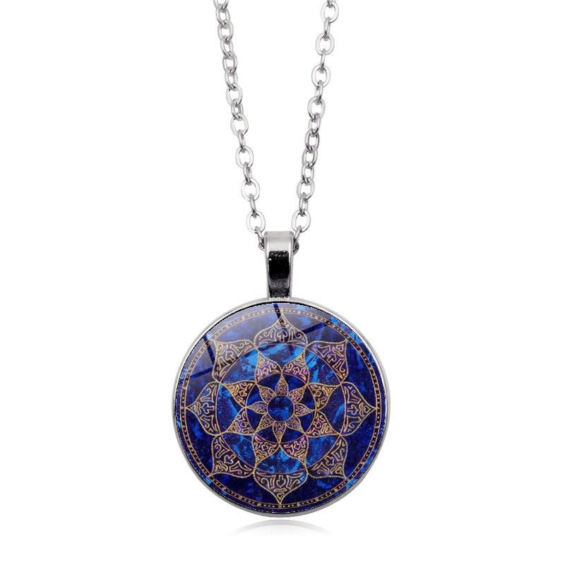 Mandala Levensbloem Tijd Dames Veelzijdige Mode Retro Hanger Ketting