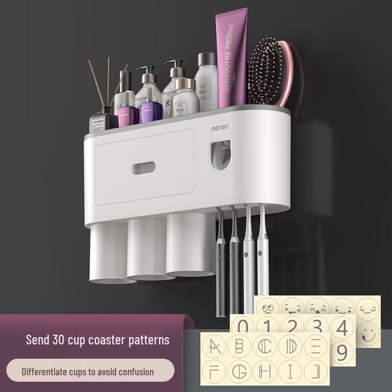 

ZISIZ Wall-Mounted Suction Cup Toothpaste Toothbrush Holder