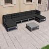 Day and Night - Day and Night 8-piece Garden Furniture Set with Gray Pine Wood Cushions