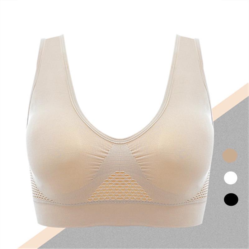 Ahh Genie Breathable Mesh Sports Bra - No Wire, Plus Size Women's Yoga and Fitness Bra