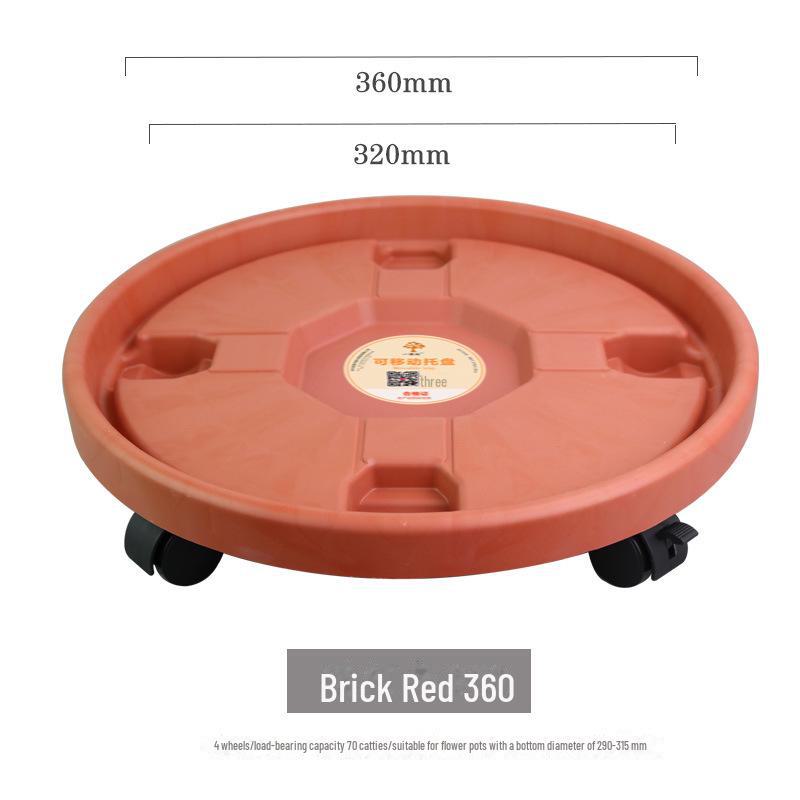 Universal Rolling Tray: Thickened Round Plastic Base with Removable Support for Potted Plants