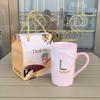 Nordic Ceramic Couple Mug with Lid and Spoon - Stone Pattern Gift Cup for Company Events