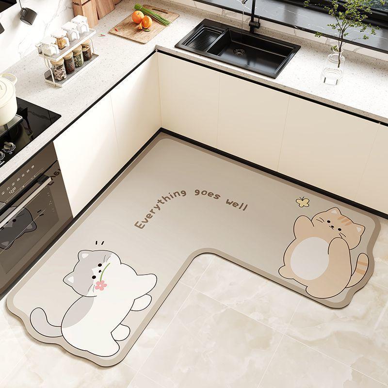 Cartoon Animal Kitchen Mat With Water Absorption Nonslip Silicone Diatom Mud For Home And Cooking Use